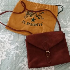 IL BISONTE Brown Suede Crossbody bag